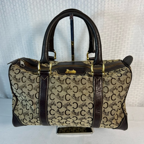 Celine Handbags - 3173: Vintage Celine Sulky Monogram Boston Bag Brown Leather: needs love